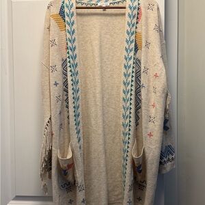 Johnny Was Multicolor Embroidered Cardigan